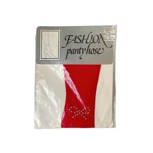 90s NOS Red & Rhinestone Bow Bangle Brothers Fashion Pantyhose Sz M Petite
